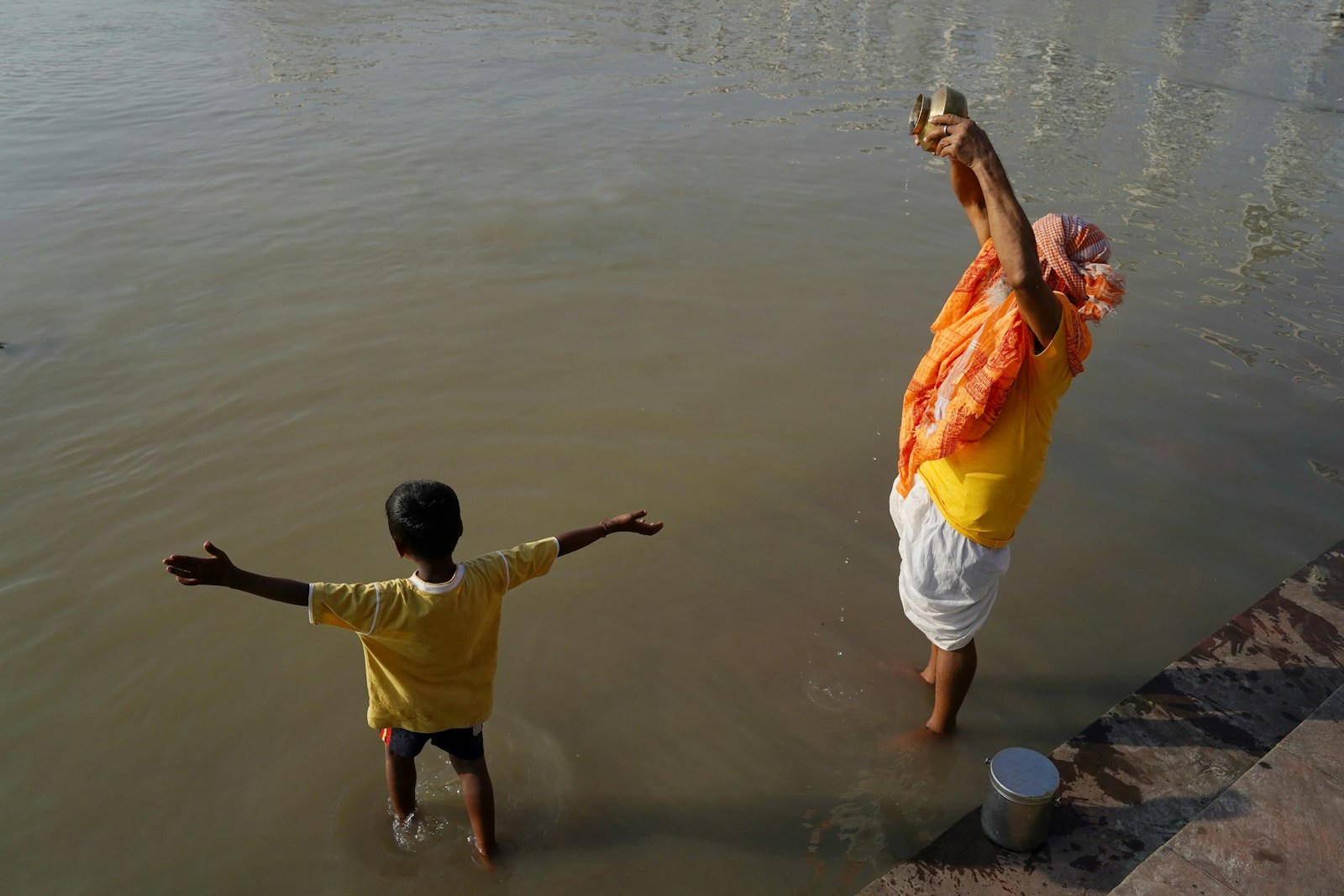 A Clean Future — kids bathing, farmers irrigating from a clean Cauvery